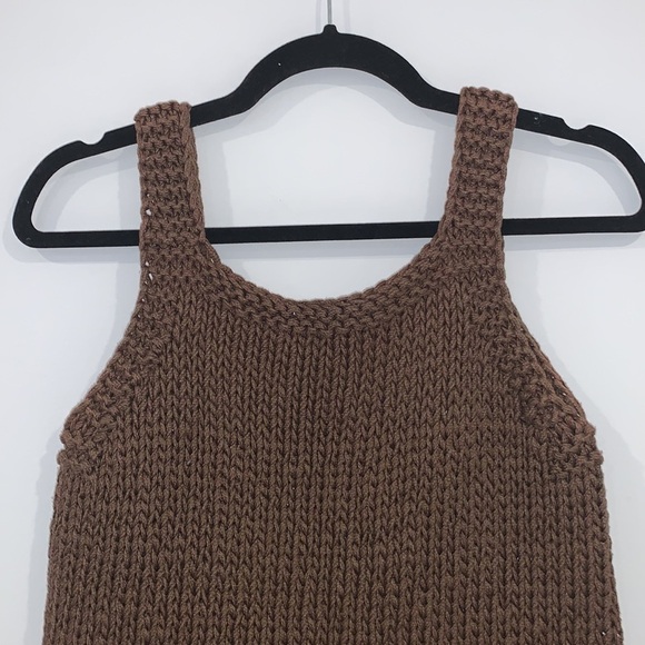 Peruvian Connection Brown Pima Cotton Open Knit Sleeveless Sweater size Small - Picture 7 of 12